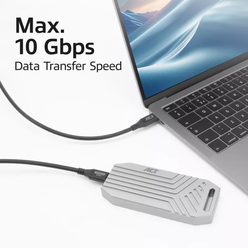 USB-Typ-C-Kabel ACT AC7442 2m 10Gbps 60W Schwarz