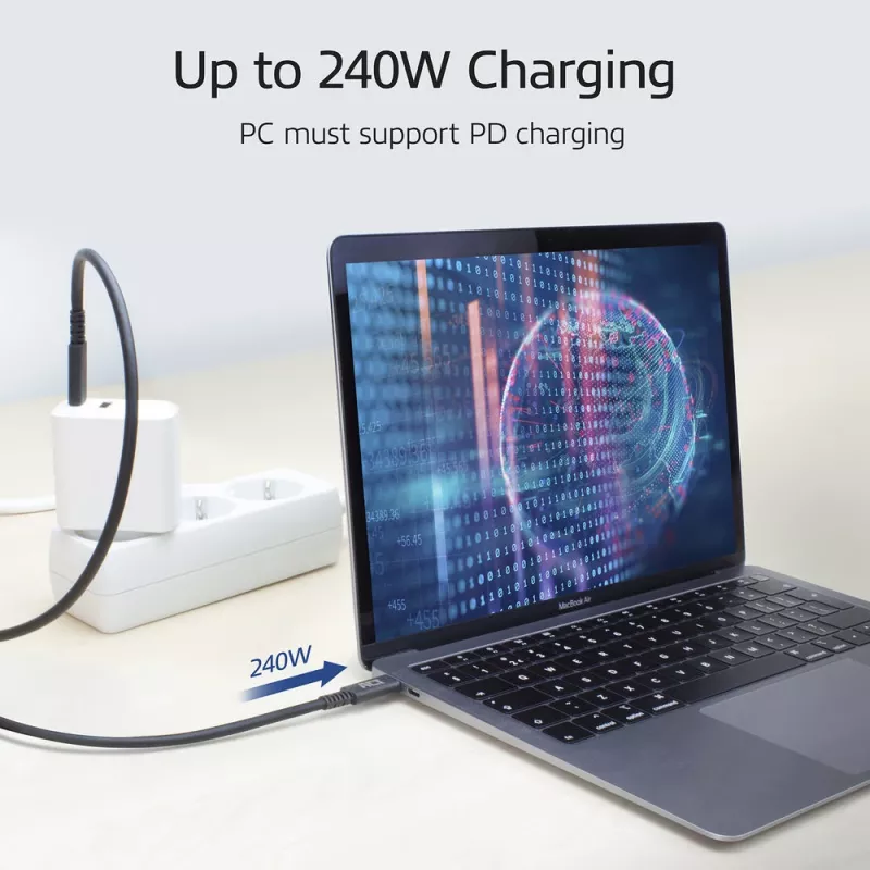 ACT USB4® 40Gbps 240W USB Type-C® Kabel, USB-IF zertifiziert, 0,8 Meter