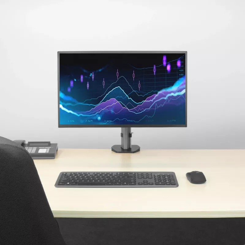 ACT AC8335 Einzelmonitor-Tischhalterung bis 32 Zoll, Klemme/Bolzen, Silber