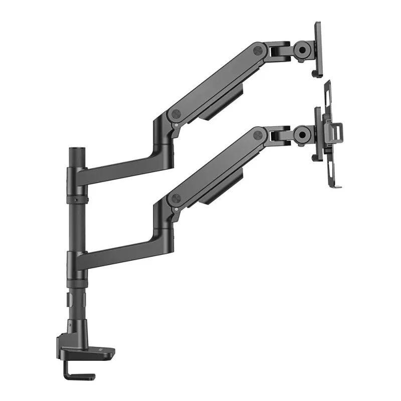 ACT AC8341 Einzelmonitorarm mit Laptophalterung Office Premium, Gasfeder, Stangenmontage