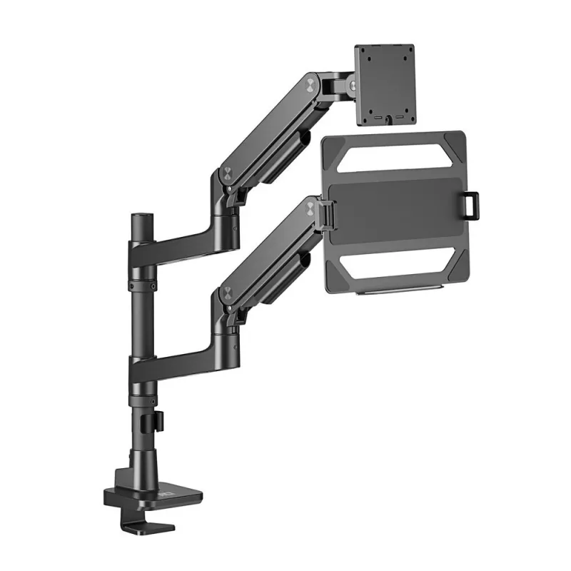 ACT AC8341 Einzelmonitorarm mit Laptophalterung Office Premium, Gasfeder, Stangenmontage