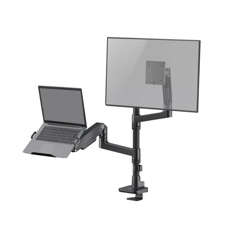 ACT AC8341 Einzelmonitorarm mit Laptophalterung Office Premium, Gasfeder, Stangenmontage