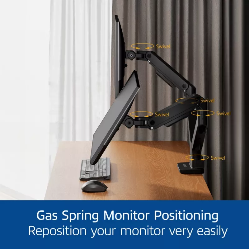 ACT AC8342 Doppelmonitorarm Office Premium, Gasfeder, 2 Monitore