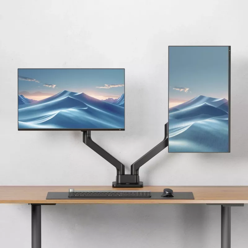 ACT AC8342 Doppelmonitorarm Office Premium, Gasfeder, 2 Monitore