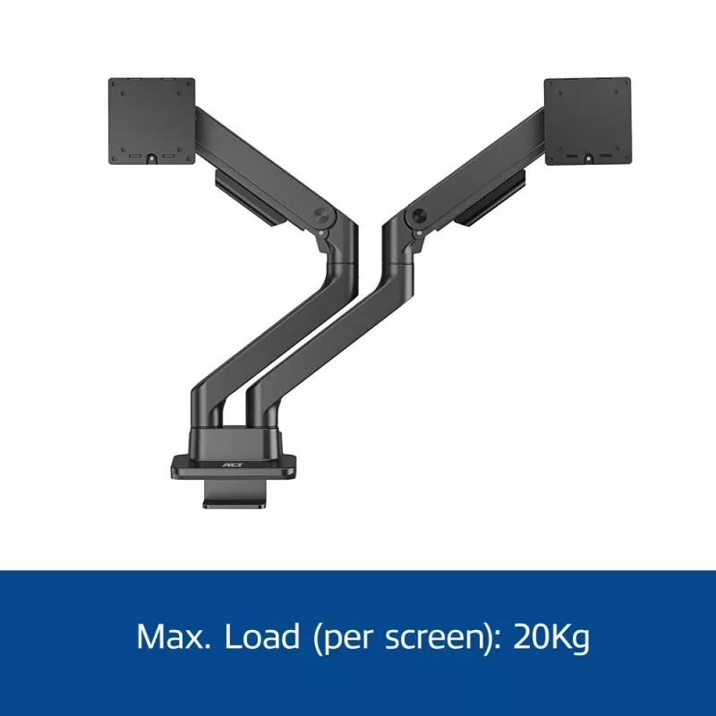 ACT AC8342 Doppelmonitorarm Office Premium, Gasfeder, 2 Monitore