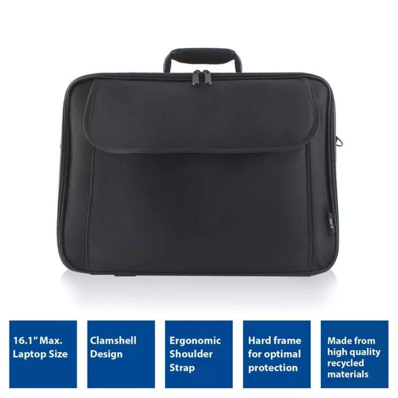 ACT Office Schultertasche für Laptops bis 16,1 inch, aus recycelten Plastikflaschen