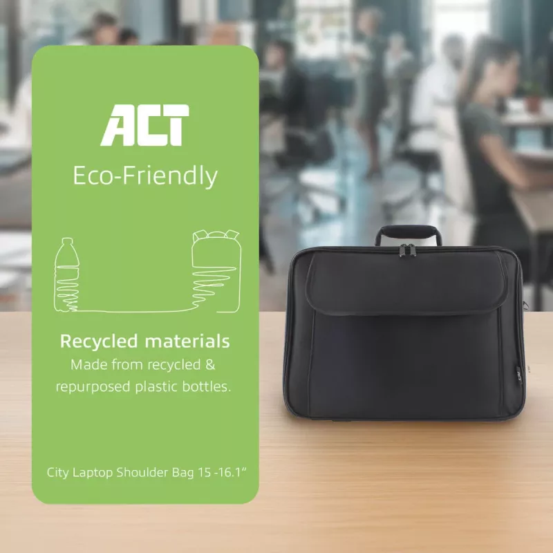 ACT Office Schultertasche für Laptops bis 16,1 inch, aus recycelten Plastikflaschen