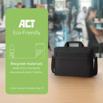 ACT Urban Umhängetasche für Laptops bis 16 inch, aus recycelten Plastikflaschen