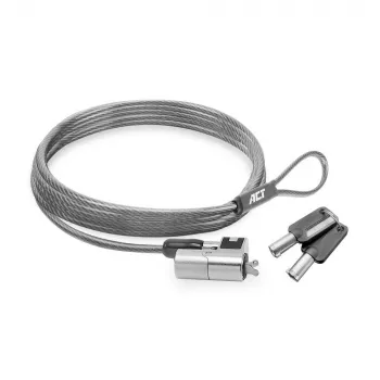 ACT Wedge Laptopschloss mit Schlüsseln Metallic 2m Kabel