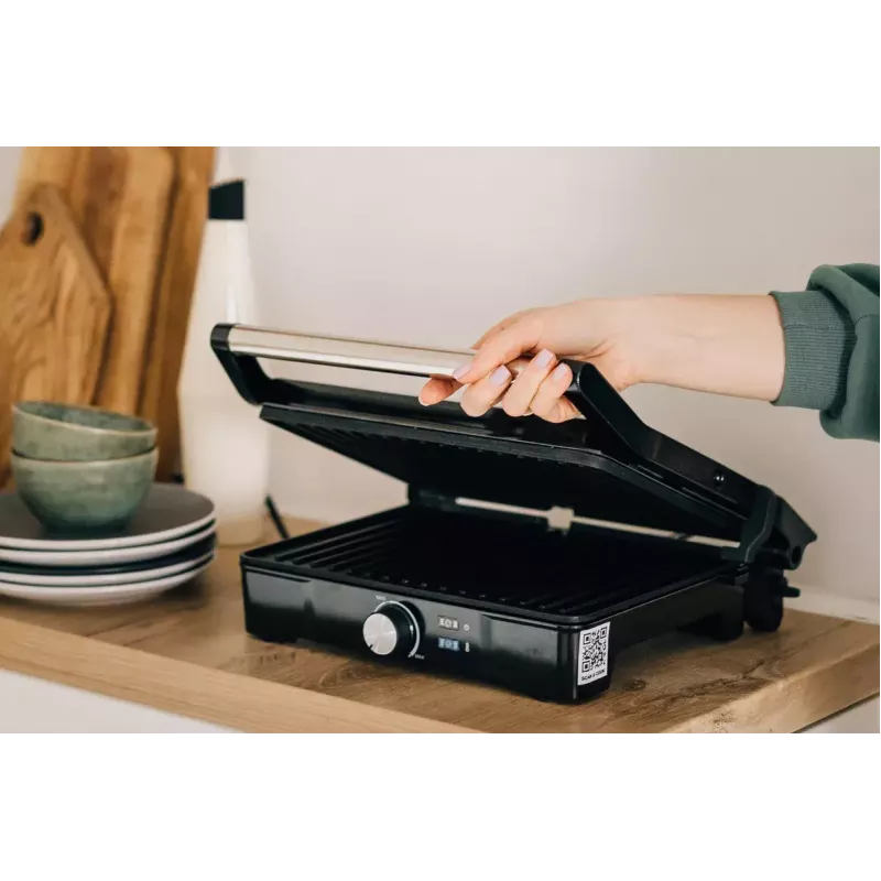 Kontaktgrill AENO EG2 — 2000 W, rechteckig, Edelstahl/Schwarz, 345×327 mm