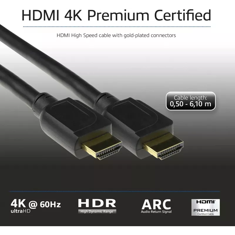 ACT 1 Meter HDMI-Hochgeschwindigkeitskabel Premium-zertifiziert v2.0 HDMI-A Stecker – HDMI-A Stecker