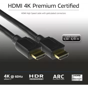 ACT 2 Meter HDMI High Speed Premium zertifiziertes Kabel v2.0 HDMI-A Stecker – HDMI-A Stecker