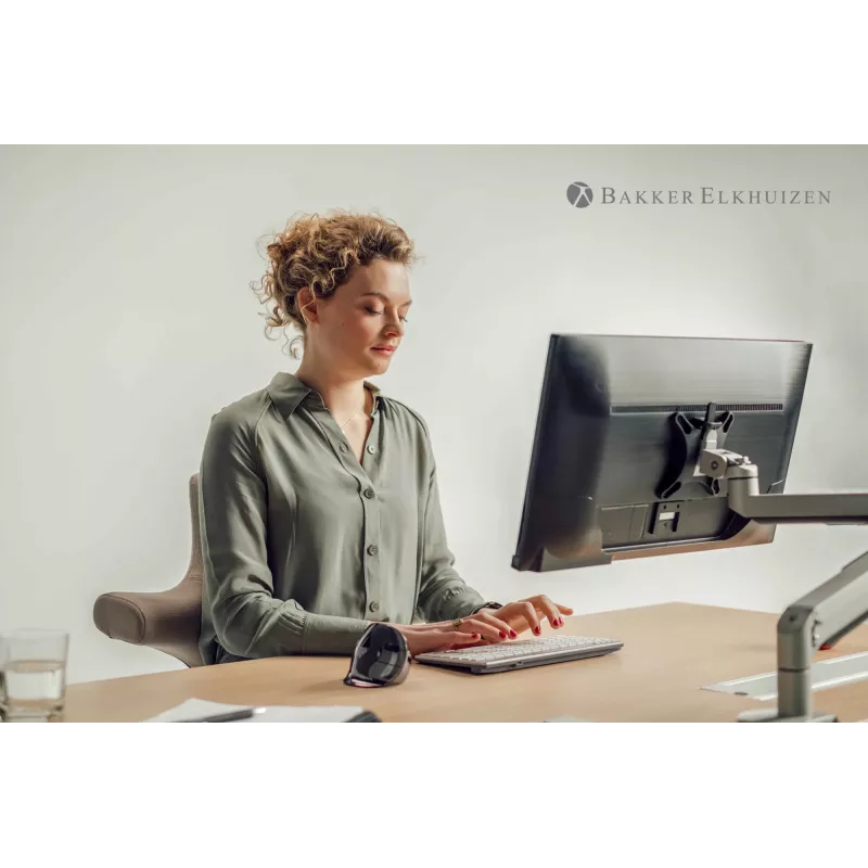 BakkerElkhuizen Evoluent D Large, Rechtshänder, Vertikales Design, Laser, USB Typ-A, 3200 DPI, Schwarz, Grau, Silber