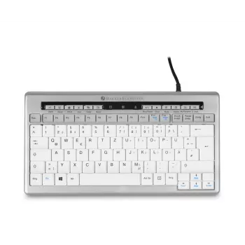 BakkerElkhuizen S-Board 840 DE Qwertz, Tenkeyless (80 - 87%), Kabelgebunden, USB, Scissor-Tastenschalter, QWERTZ, Hellgrau, Weiß
