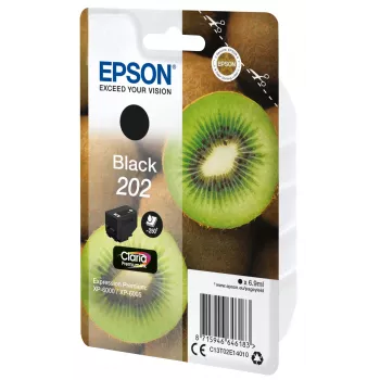 Epson Kiwi Singlepack Schwarz 202 Claria Premium Ink, Standardertrag, Schwarz, Pigmenttinte, 6,9 ml, 1 Stk., 250 Seiten