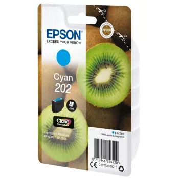 Epson Kiwi Singlepack Cyan 202 Claria Premium Ink, Standardertrag, Cyan, 4,1 ml, 1 St., 300 Seiten