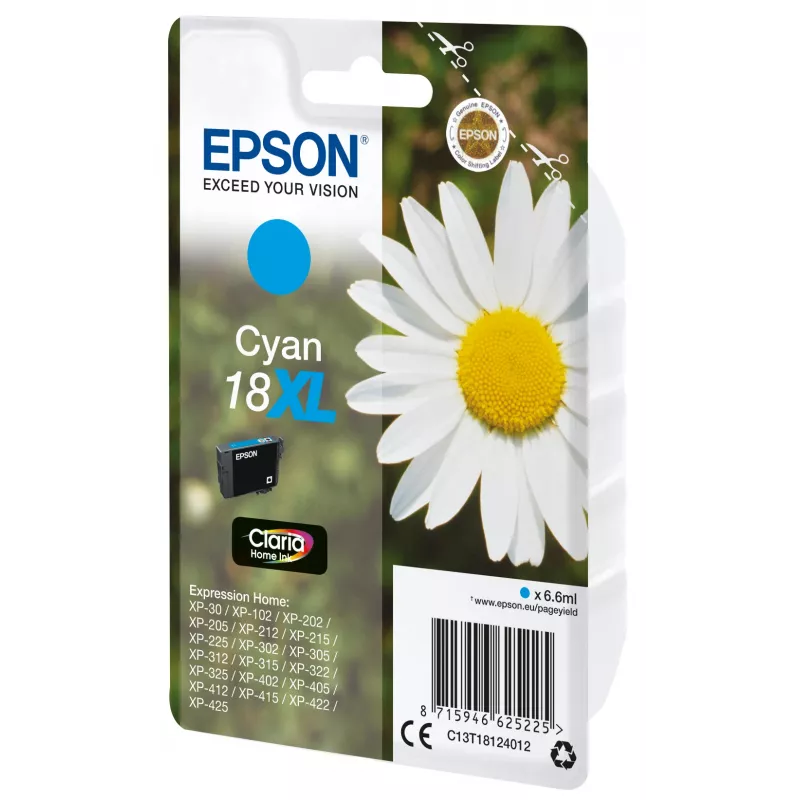 Epson Daisy Singlepack Cyan 18XL Claria Home Tinte, Cyan, 6,6 ml, 1 Stück, 450 Seiten