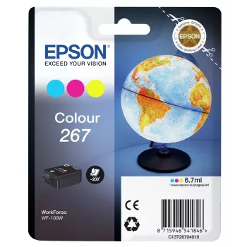 Epson Globe Einzelpackung Farbtintenpatrone 267, Cyan, Magenta, Gelb, Pigmenttinte, 6,7 ml, 1 Stück, 200 Seiten