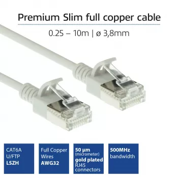 ACT Grau 5 Meter LSZH U/FTP CAT6A Rechenzentrum Slimline Patchkabel Rastnasenschutz mit RJ45 Steckern