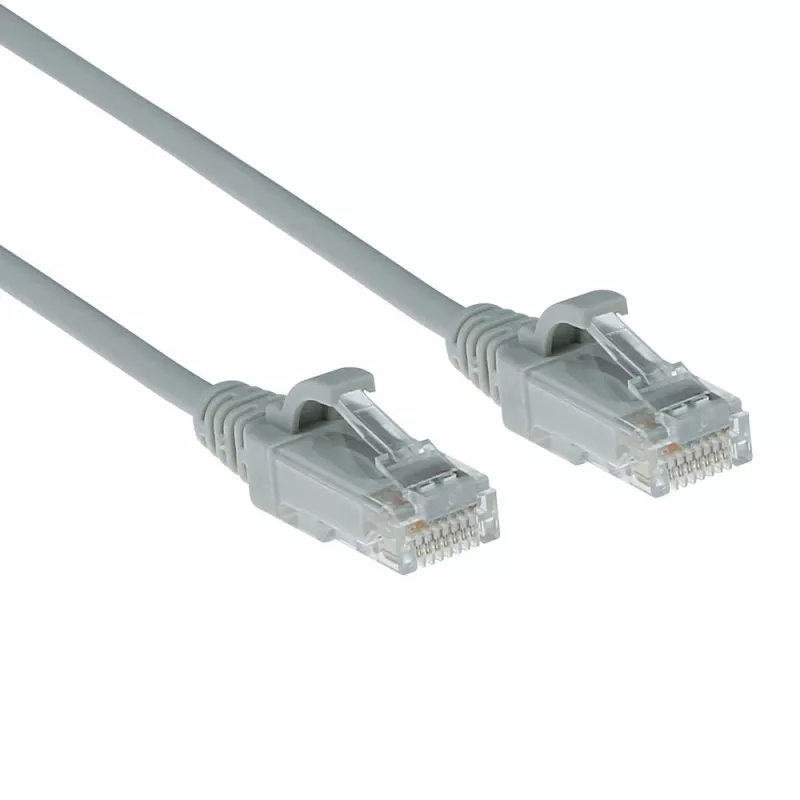 ACT Grau 2 Meter LSZH U/UTP CAT6 Rechenzentrums-Slimline-Patchkabel rastnasenfrei mit RJ45-Steckern