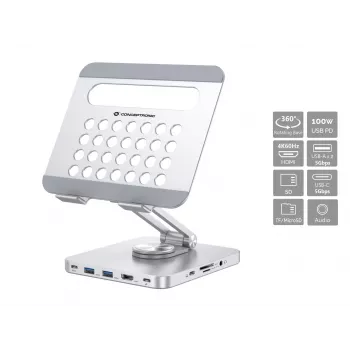 Conceptronic DONN26G, Silber, Tablet, Multimediaständer, Aluminium, 100 W, MicroSD (TransFlash), SD, SDHC, SDXC