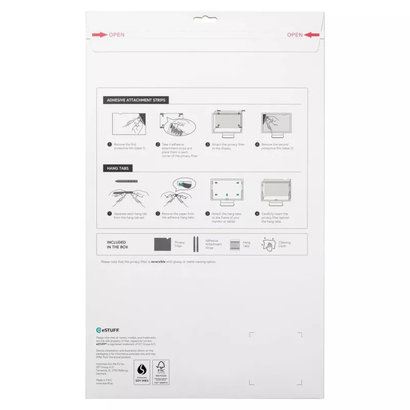 eSTUFF GLBB19377302 Display-Privacyfilter 48,3 cm (19 Zoll) Laptop Rahmenloser Display-Privacyfilter