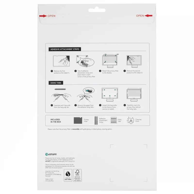 eSTUFF GLBG15345194 Display-Privacy-Filter 39,6 cm (15,6 Zoll) Laptop Rahmenloser Display-Privacy-Filter