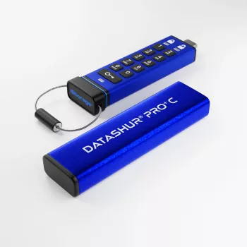 iStorage datAshur PRO+C 32GB | FIPS 140-3 Level 3 zertifiziert | Sicheres USB Typ-C Laufwerk | AES-XTS 256-Bit Hardwareverschlüsselung | PIN-geschützt | Typ C-A Adapter inklusive