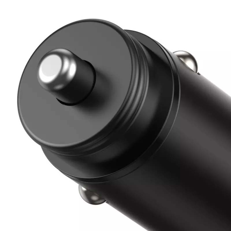 Techly Mini Auto-Ladegerät USB-A und USB-C Quick Charge 3.0 38W in schwarzem Metall