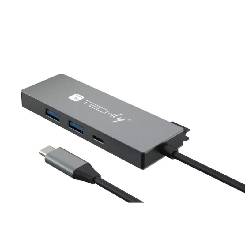 Techly IUSB32C-HUB4HPD USB-C-Hub 4-in-1, USB 3.2 Type-C Dockingstation, 2x USB-A, 1x USB-C, HDMI