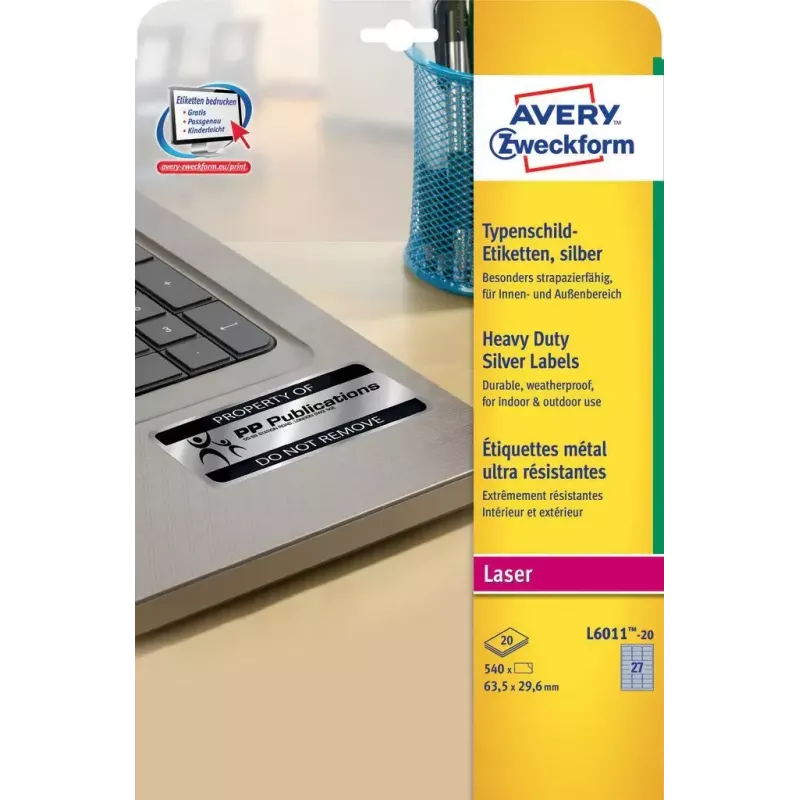 Selbstklebeetiketten Avery L6011-20, abgerundetes Rechteck