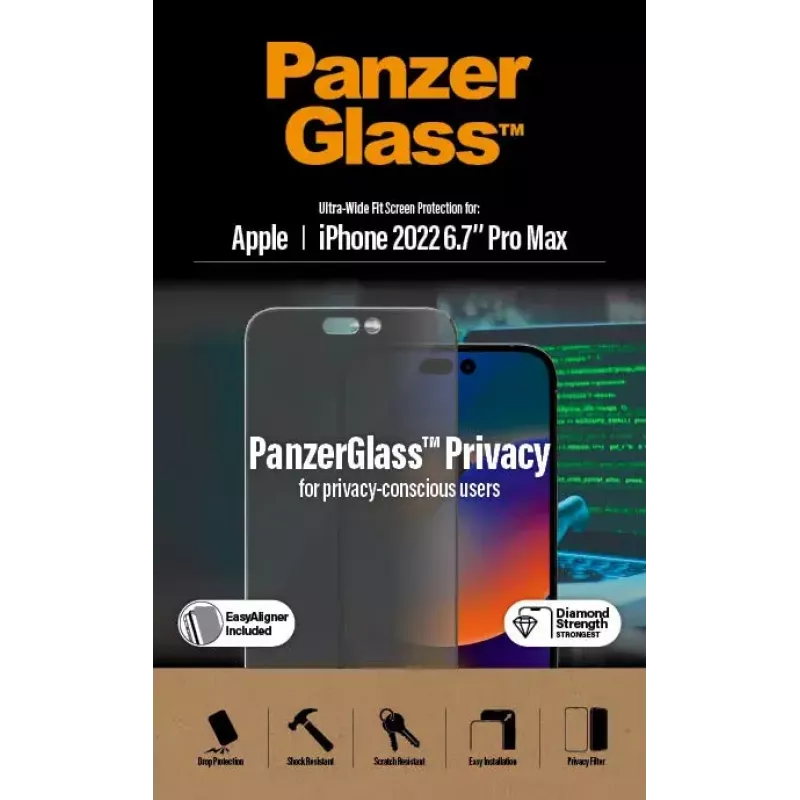 PanzerGlass ® Privacy Screen Protector iPhone 14 Pro Max | Ultra-Wide Fit mit EasyAligner