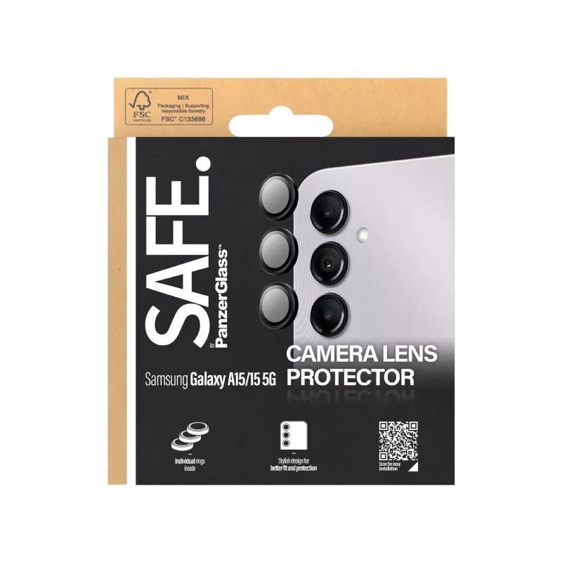 Kamera-Linsenschutz PanzerGlass SAFE. für Samsung Galaxy A15 Schwarz Kratzfest Stoßfest