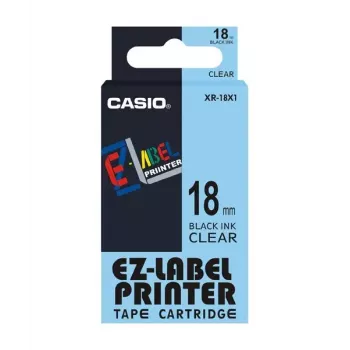 Beschriftungsband Casio XR-18X1 Schwarz auf transparent