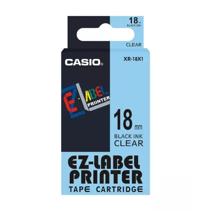 Beschriftungsband Casio XR-18X1 Schwarz auf transparent