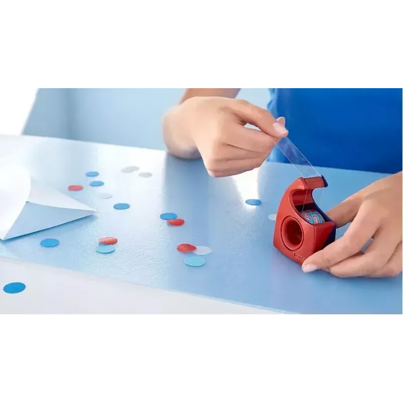 tesa Easy Cut Handabroller, Rot/Blau, für Rollen bis 19 mm x 33 m, leer