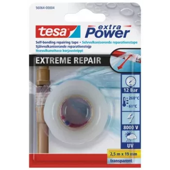 tesa extra Power Extreme Repair selbstverschweißendes Reparaturband, 2,5 m x 19 mm, Transparent