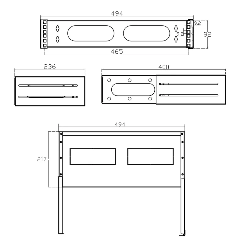 InLine 19 Zoll faltbares Rack, 2HE, 24–40 cm Tiefe, mit Abdeckung, schwarz