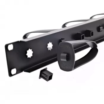 InLine 19-Zoll-Kabelmanagement-Panel, 5 Kunststoffhalterungen abnehmbar, RAL 9005 schwarz