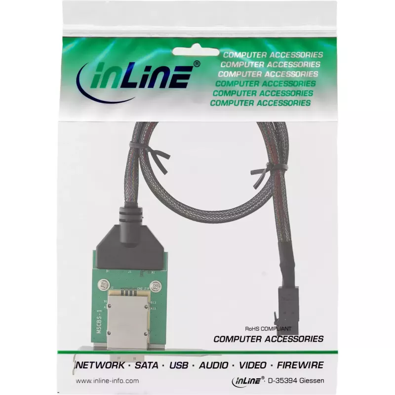 InLine SAS HD Low-Profile-Adapterhalterung ext. SFF-8088 / int. SFF-8643 0,5 m