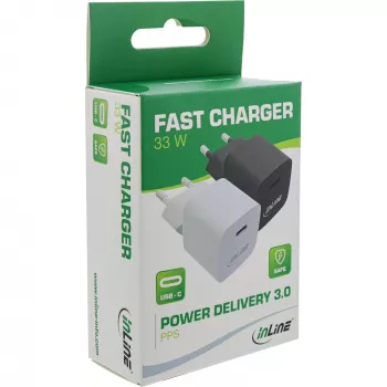 USB-Ladegerät InLine 31501C Single USB-C 33W Power Delivery PPS Weiß