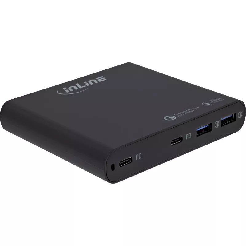 InLine GaN USB-Netzteil, 4-Port, 2x USB-C + 2x USB-A, 120 W, Schwarz (31515B)