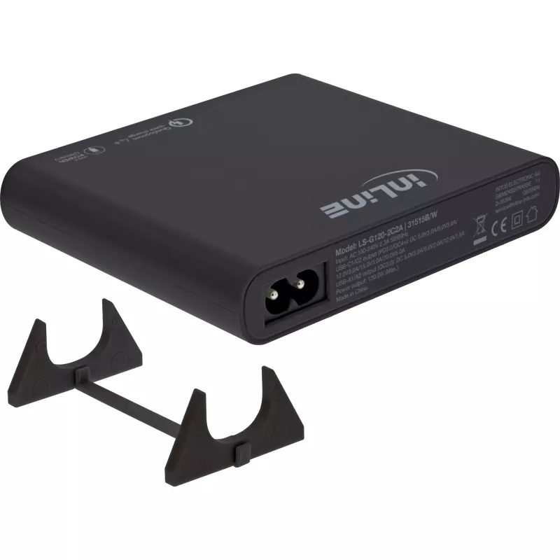 InLine GaN USB-Netzteil, 4-Port, 2x USB-C + 2x USB-A, 120 W, Schwarz (31515B)