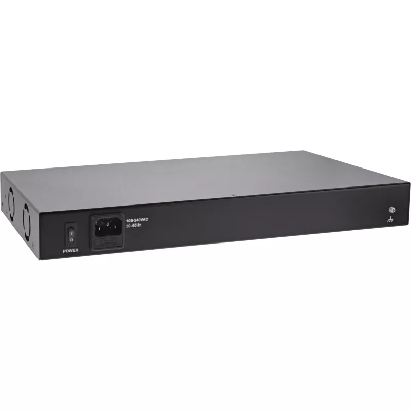 InLine PoE+ Gigabit Injector Hub 16 Port PoE+ 250 W, 19" 1U, Halterungen enthalten, 2 Lüfter, Schwarz