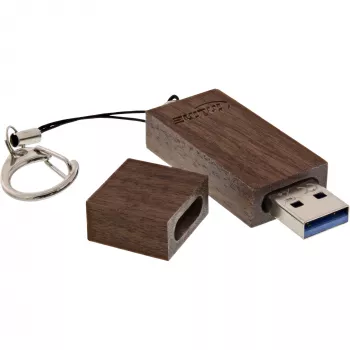 InLine USB 3.0 Flash-Laufwerk, Walnussholz, mit Schlüsselanhänger, 128 GB