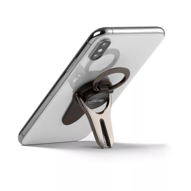 InLine Smartphone 3-in-1 Autohalterung, Standfuß, Fingerhalter, schwarz