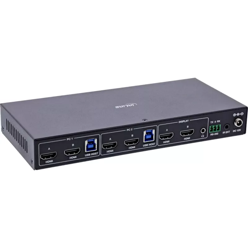 InLine 57885F KVM-Umschalter, 2-fach, HDMI, 4K60Hz, Dual-Monitor