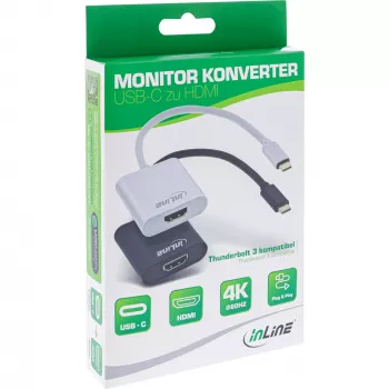 InLine USB-Display-Converter, USB-C Stecker auf HDMI Buchse (DP Alt Mode), 4K/60Hz