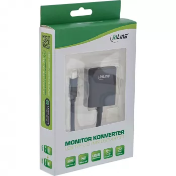 InLine USB-Display-Konverter, USB-C-Stecker auf Mini-DisplayPort, 4K/60Hz, schwarz