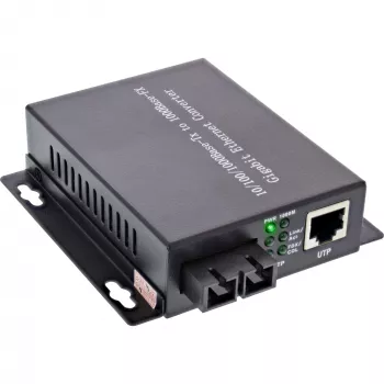 InLine Netzwerk-Medienkonverter 10/100/1000Mb/s TP auf LWL (SC Duplex), SM, 20km